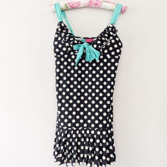 Betsey Johnson Y2K Polkadot Pin-up Swim Cover Dress - Picture 1 of 10